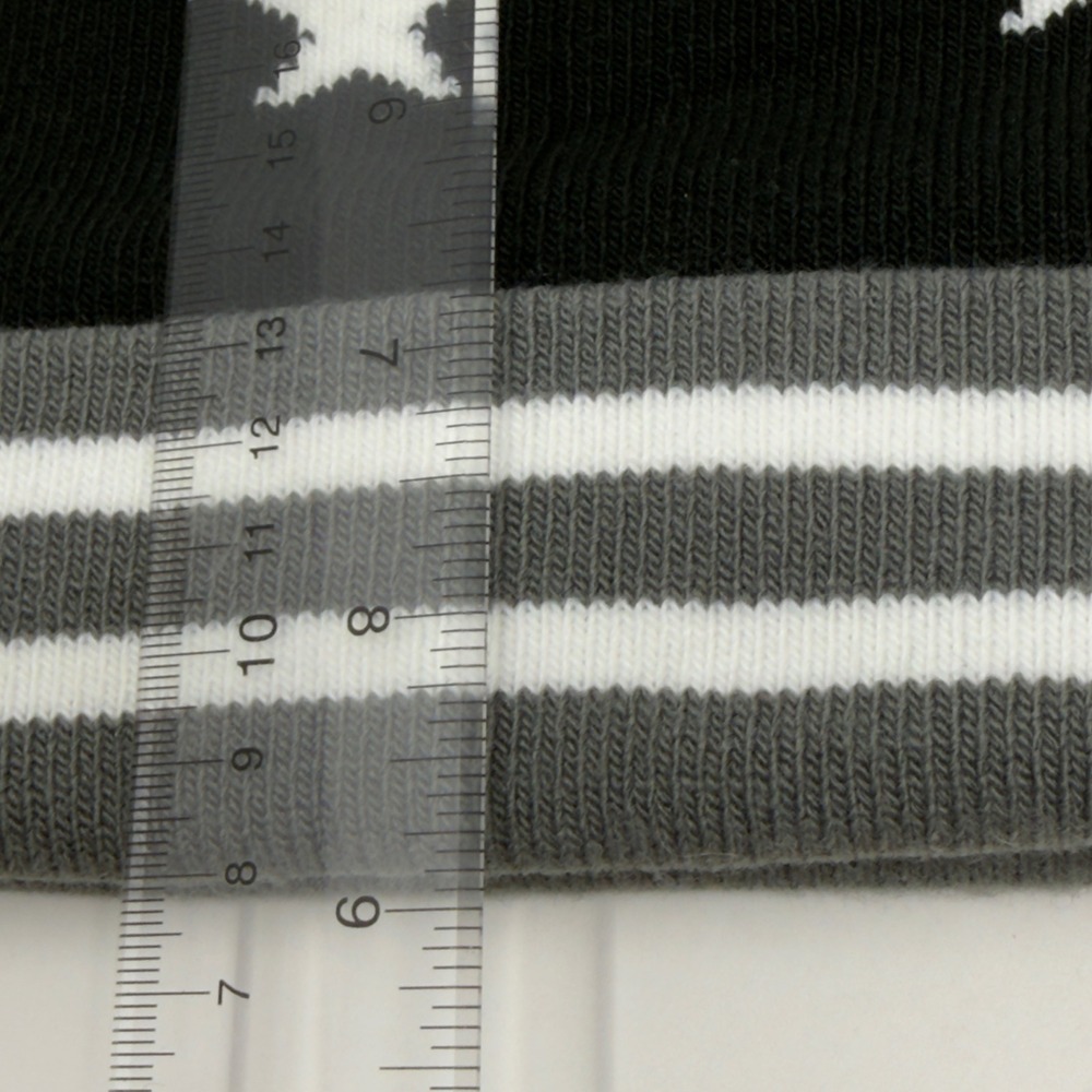 Stussy Star Pattern Knit Pom Cuffed Beanie Black Grey White Unisex OSFM EUC - Picture 9 of 9